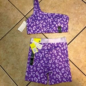 SCULPT One Strap purple /High rises short set